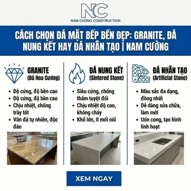 Cách Chọn Đá Mặt Bếp Bền Đẹp: Granite, Đá Nung Kết Hay Đá Nhân Tạo | Nam Cường